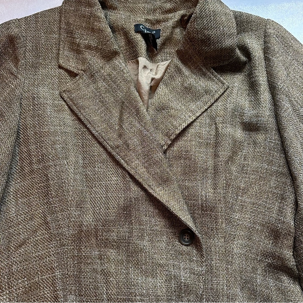 SOLD. Cami Cropped Bell Sleeve Blazer Women’s Jacket Sz 8 Beige Tan - Picture 4 of 5